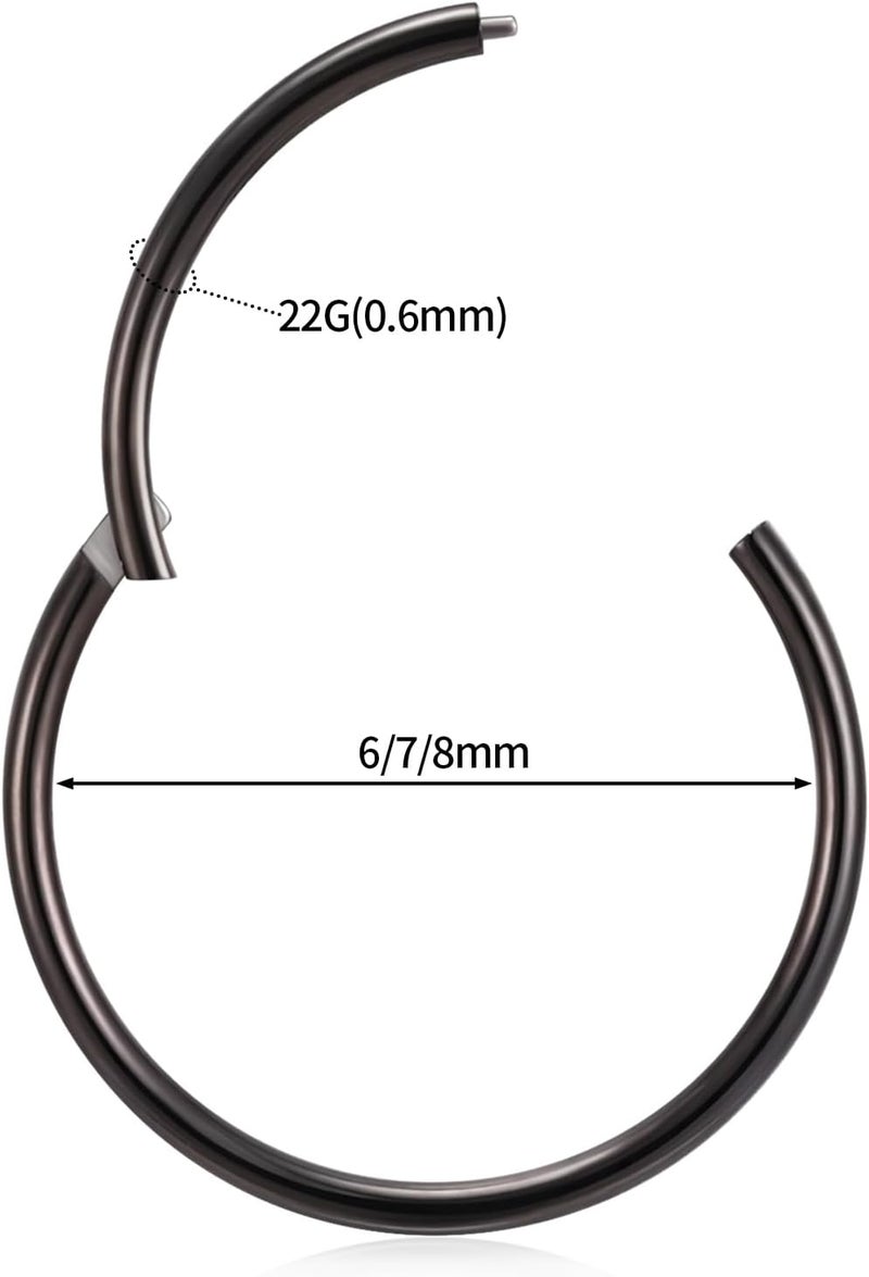 FUNLMO Store 316L Surgical Steel Hinged Segment Nose Ring Hoop for Nose Septum Cartilage Helix Tragus Conch Rook Daith Lobe Lip Piercings 1 Pc - Image 2